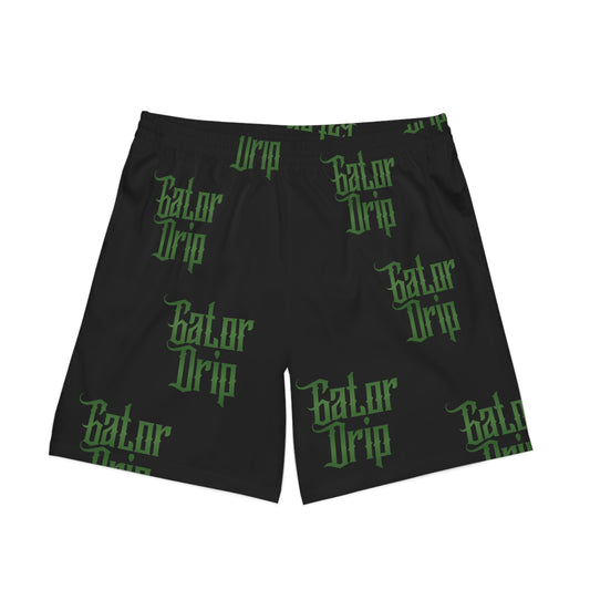 Black Gator Drip Exclusive Supa-Heavy Excess-Stunna Hypa-Flex Limited Edition OG Men's Rich Daddy "A Hatuh Put Tha Bling In My Diamond" Elastic Beach Playuz Shorts