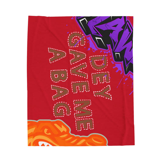 Dark Red Flawdawear Limited Edition OG Alligator Playuz “Dey Gave Me A Bag” Velveteen Plush Playuz Blanket