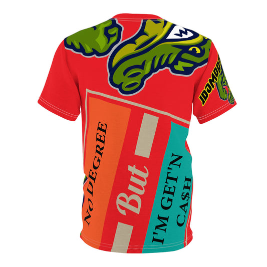 Red Flawdawear Limited Edition OG Flawda Mane “No Degree But I’m Get’n Ca$h” Unisex Cut & Sew Playuz Tee