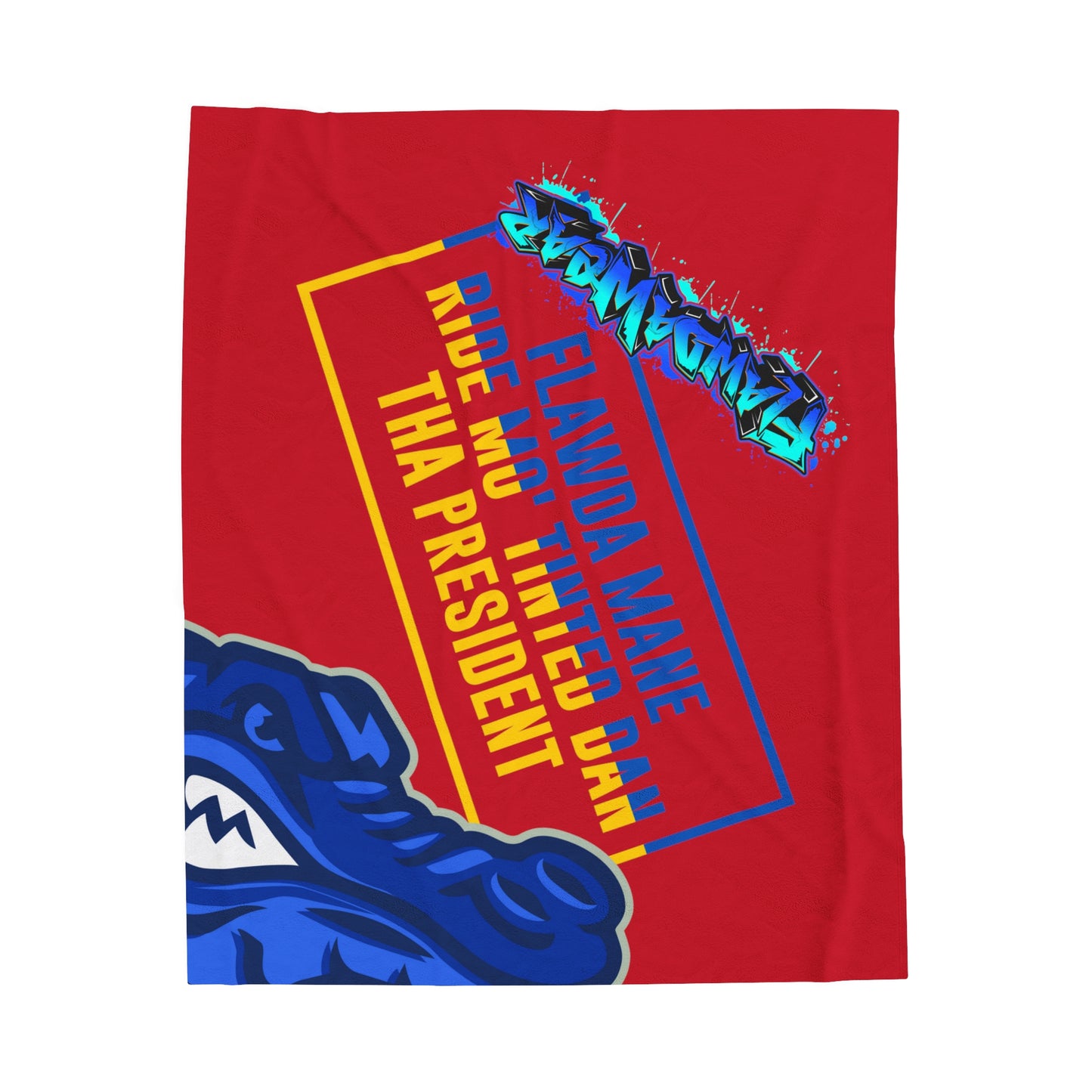Dark Red Flawdawear Limited Edition OG Flawda Mane “Flawda Mane Ride Mo’ Tinted Dan Tha President” Velveteen Plush Playuz Blanket