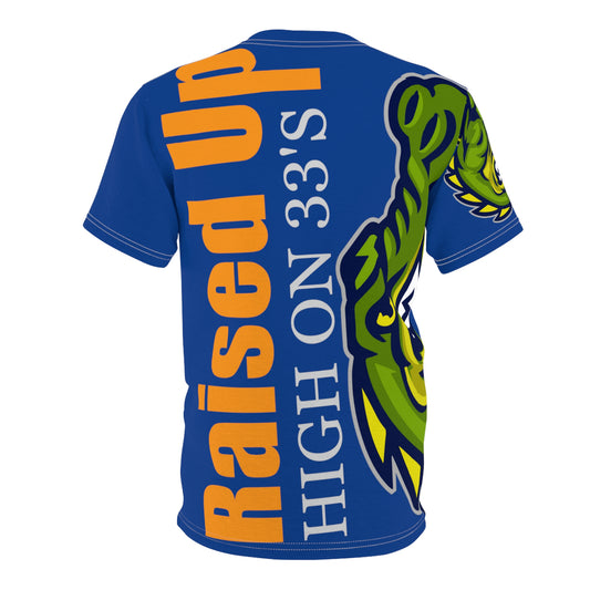 Dark Blue Flawdawear Limited Edition OG Flawda Mane “Raised Up High On 33’s” Unisex Cut & Sew Playuz Tee