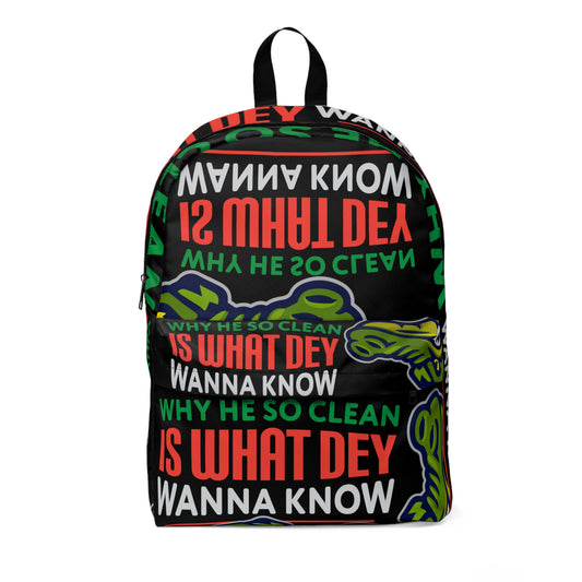 Black Flawdawear Limited Edition OG Flawda Mane "Why Is He So Clean Is What Dey Wanna Know" Classic Backpack
