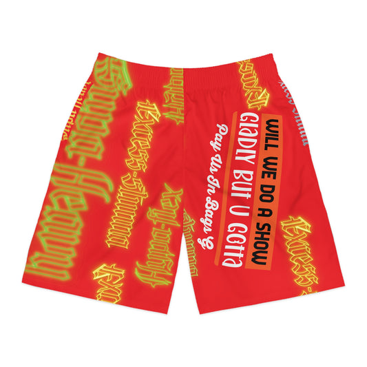 Red Gator Drip Exclusive Supa-Heavy Excess-Stunna Hypa-Flex Limited Edition OG Rich Daddy “Will We Do A Show Gladly But U Gotta Pay Us In Bags G” Men’s Jogguz Playuz Shorts