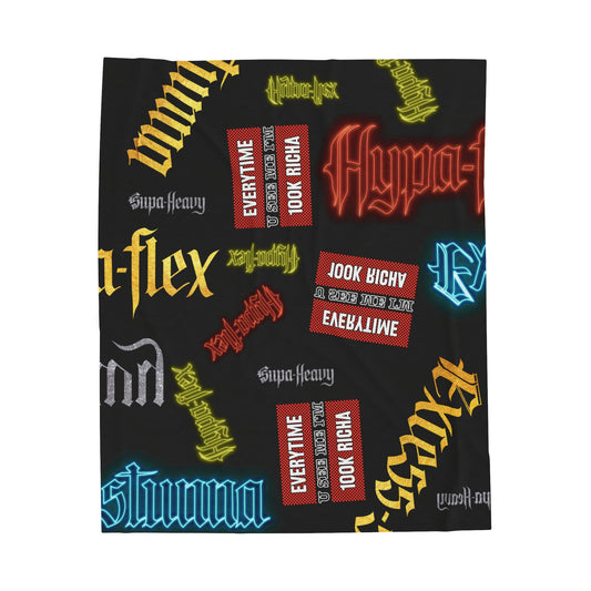 Black Gator Drip Exclusive Supa-Heavy Excess-Stunna Hypa-Flex Limited Edition OG Rich Daddy “Everytime U See Me I’m 100k Richa” Velveteen Plush Playuz Blanket