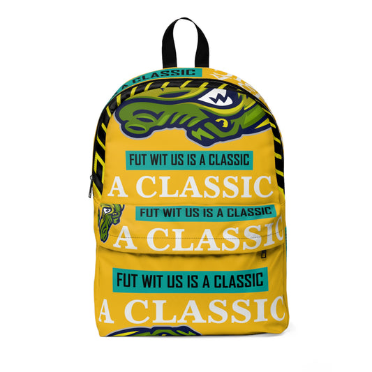 Yellow Flawdawear Limited Edition OG Alligator Playuz "Fut Wit Us Is A Classic" Classic Backpack