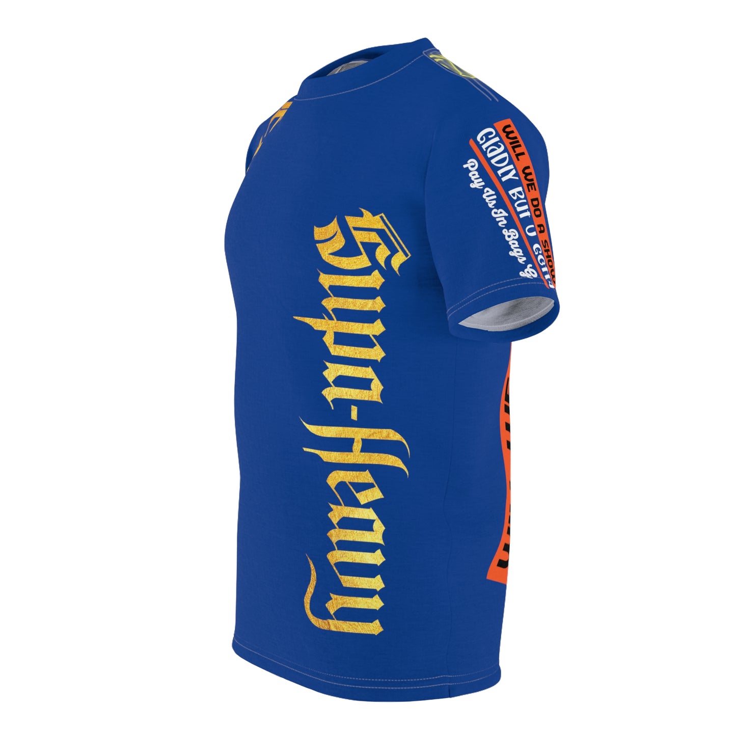 Blue Gator Drip Exclusive Supa-Heavy Excess-Stunna Hypa-Flex Limited Edition OG Rich Daddy “Will We Do A Show Gladly But U Gotta Pay Us In Bags G” Unisex Cut & Sew Playuz Tee