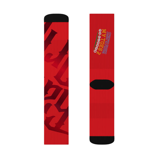 Red Gator Drip Supa-Heavy Excess-Stunna Hypa-Flex Limited Edition OG Rich Daddy “Shin’n Frum My Toes 2 My Fitted” Medium Playuz Socks