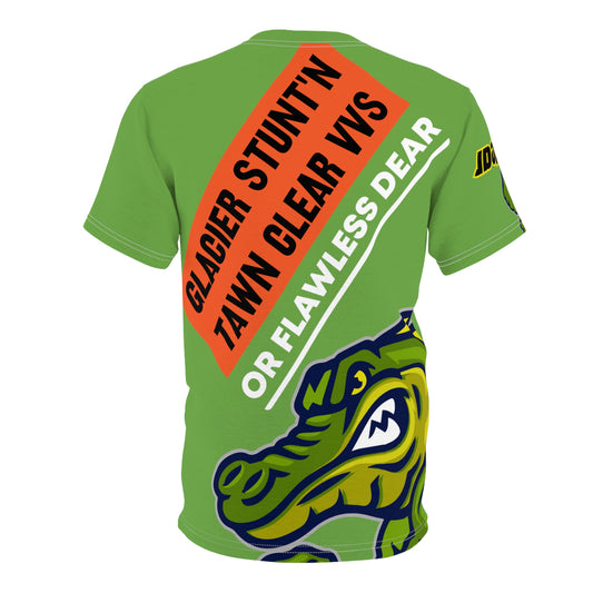 Green Flawdawear Limited Edition OG Rich Daddy “Glacier Stunt’n Tawn Clear VVS Or Flawless Dear” Unisex Cut & Sew Playuz Tee