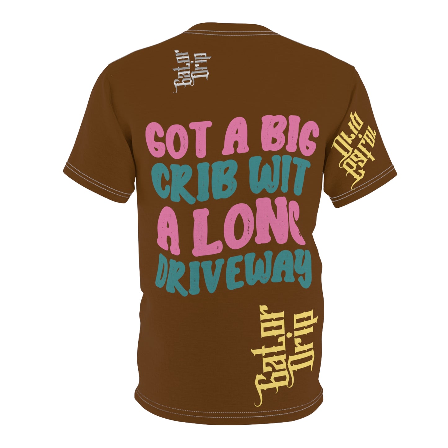 Brown Gator Drip Exclusive Supa-Heavy Excess-Stunna Flex Alligator Playuz Limited Edition OG Multi-Logo Flawda Mane “Got A Big Crib Wit A Long Driveway" Unisex Cut & Sew Playuz Tee