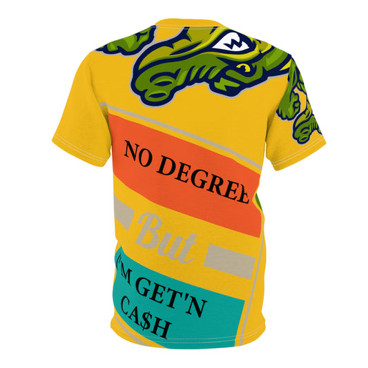 Yellow Flawdawear Limited Edition OG Flawda Mane “No Degree But I’m Get’n Ca$h” Unisex Cut & Sew Playuz Tee