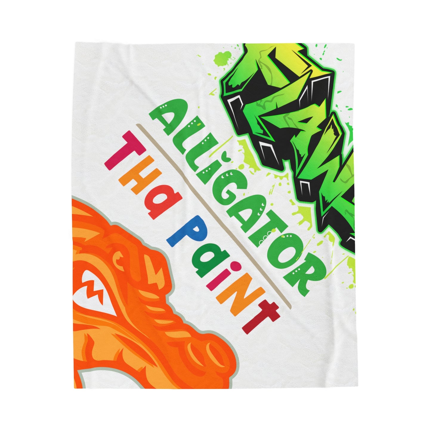 White Flawdawear Limited Edition OG Alligator Playuz “Alligator Tha Paint” Velveteen Plush Playuz Blanket
