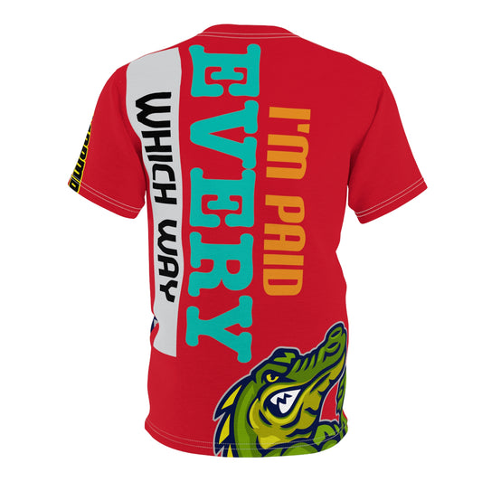 Dark Red Flawdawear Limited Edition OG Alligator Papuh Playuz “I’m Paid Every Which Way” Unisex Cut & Sew Playuz Tee