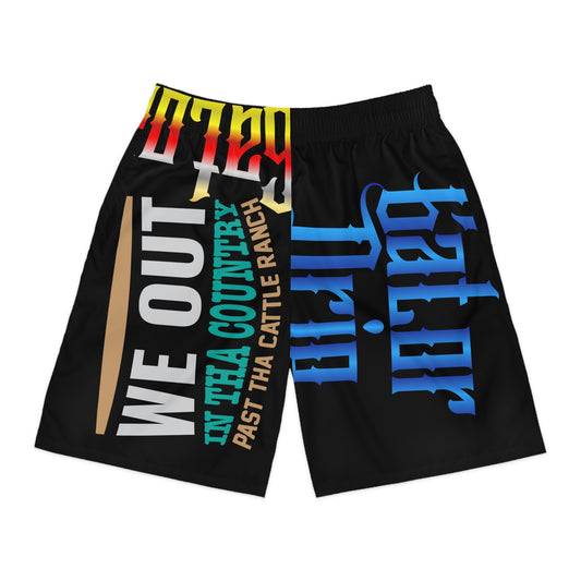 Black Gator Drip Exclusive Supa-Heavy Excess-Stunna Flex Alligator Playuz Limited Edition OG Multi-Logo Rich Daddy “We Out In Tha Country Past Tha Cattle Ranch” Men’s Jogguz Playuz Shorts