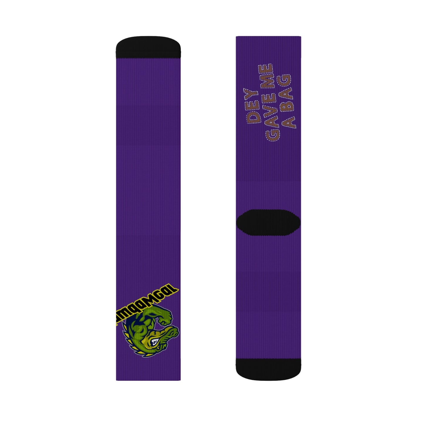 Purple Flawdawear Limited Edition OG Alligator Papuh Playuz “Dey Gave Me A Bag” Medium Playuz Socks