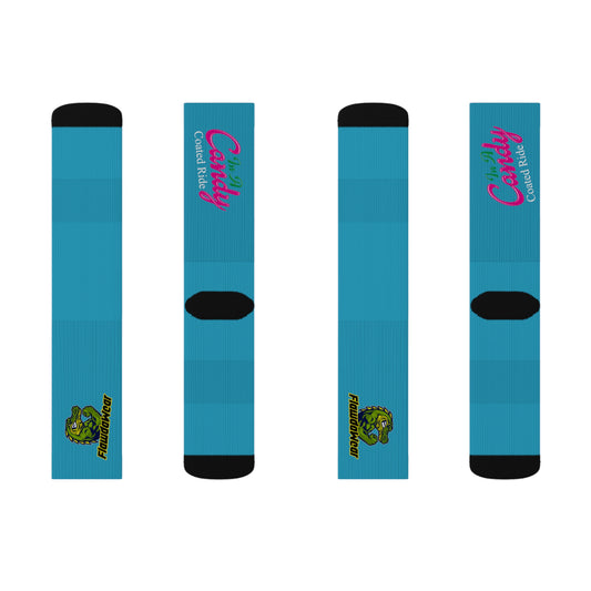 Turquoise Flawdawear Limited Edition OG Flawda Mane “In A Candy Coated Ride” Medium Playuz Socks