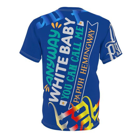 Dark Blue Gator Drip Exclusive Supa-Heavy Excess-Stunna Flex Alligator Playuz Limited Edition OG Multi-Logo Rich Daddy “Anyway White Baby You Can Call Me Papuh Hemingway” Unisex Cut & Sew Playuz Tee