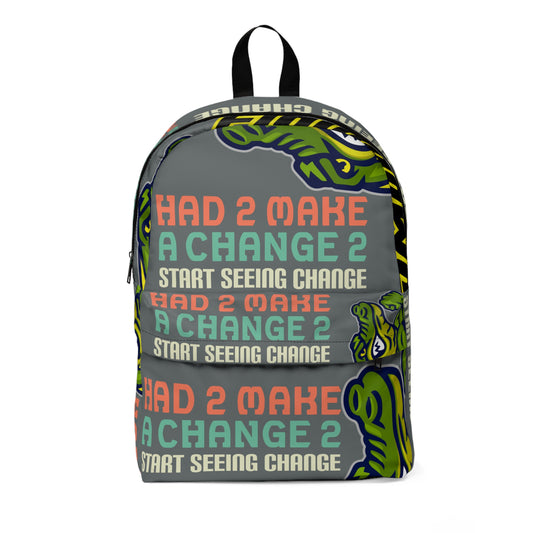 Dark Grey Flawdawear Limited Edition OG Flawda Mane "Had 2 Make A Change 2 Start Seeing Change" Classic Backpack