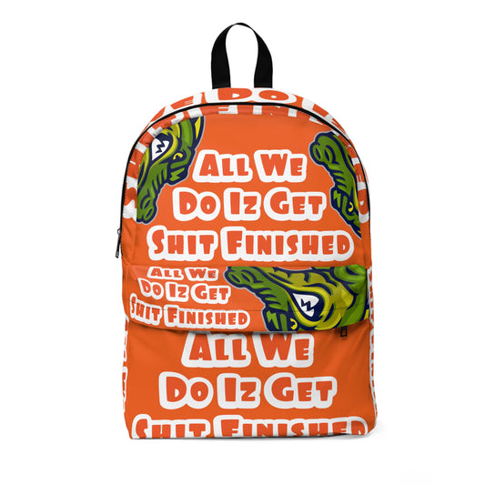Orange Flawdawear Limited Edition OG Alligator Playuz "All We Do Iz Get Shit Finished" Classic Backpack