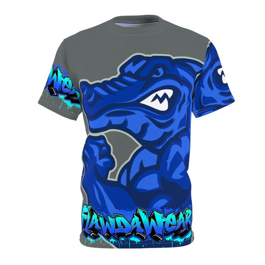 Dark Grey/Blue Flawdawear Limited Edition OG Alligator Playuz “Flawda Mane Put Dat Smoke On You” Unisex Cut & Sew Playuz Tee