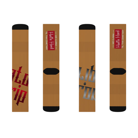 Light Brown Gator Drip Supa-Heavy Excess-Stunna Hypa-Flex Limited Edition OG Flawda Mane “We Gunna Hustle Hard Til Tha Cemetary” Medium Playuz Socks