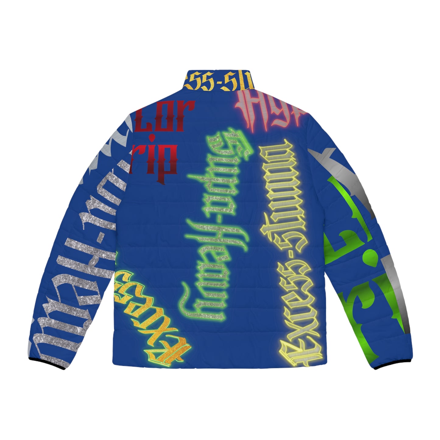 Dark Blue Gator Drip Exclusive Supa-Heavy Excess-Stunna Hypa-Flex Limited Edition OG "Excess-Stunna Collection" Men's Puffer Jacket