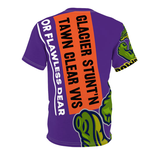 Purple Flawdawear Limited Edition OG Rich Daddy “Glacier Stunt’n Tawn Clear VVS Or Flawless Dear” Unisex Cut & Sew Playuz Tee