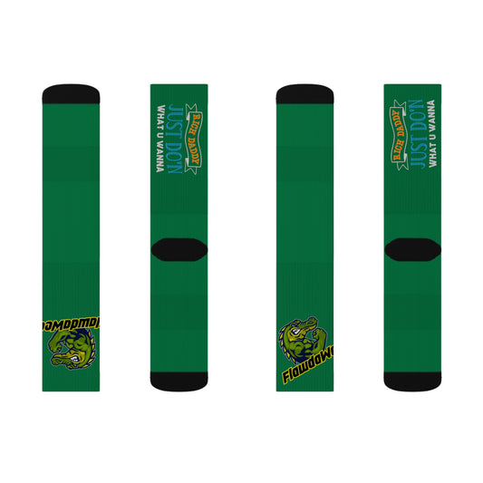 Dark Green Flawdawear Limited Edition OG Rich Daddy “Rich Daddy Just Do’n What U Wanna” Medium Playuz Socks