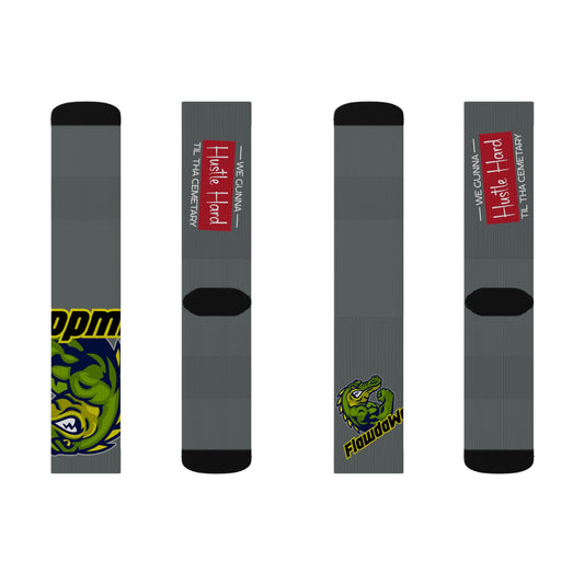 Dark Grey Flawdawear Limited Edition OG Flawda Mane “We Gunna Hustle Hard Til Tha Cemetary” Medium Playuz Socks