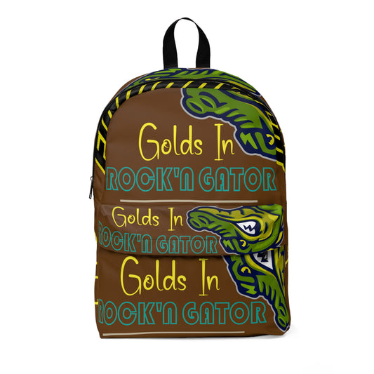Brown Flawdawear Limited Edition OG Alligator Playuz "Golds In Rock'n Gator" Classic Backpack