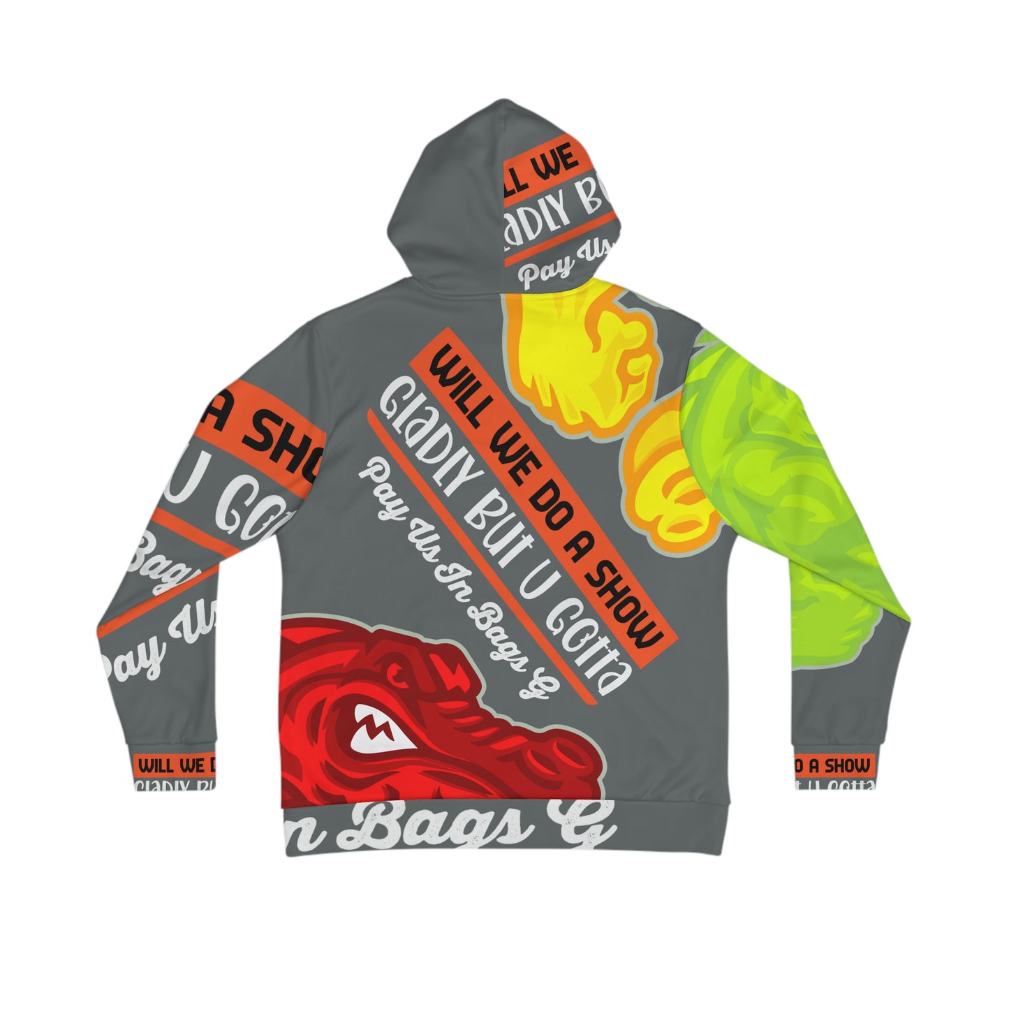 Dark Grey Flawdawear Limited Edition OG Rich Daddy “Will We Do A Show Gladly But U Gotta Pay Us In Bags G” Men's Playuz Hoodie