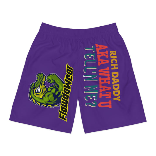 Purple Flawdawear Rich Daddy “Rich Daddy AKA What U Tell’n ME?” Limited Edition OG Men’s Jogguz Playuz Shorts