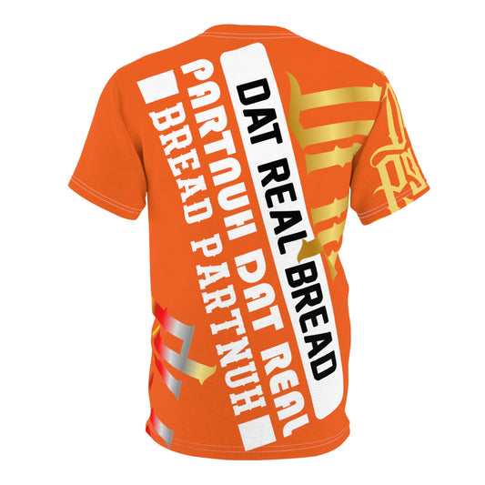 Orange Gator Drip Exclusive Supa-Heavy Excess-Stunna Flex Alligator Playuz Limited Edition OG Multi-Logo Rich Daddy “Dat Real Bread Partnuh Dat Real Bread Partnuh” Unisex Cut & Sew Playuz Tee