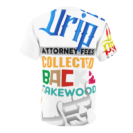White Gator Drip Exclusive Supa-Heavy Excess-Stunna Flex Alligator Playuz Limited Edition OG Multi-Logo Rich Daddy “Attorney Fees Collected Back 2 Cakewood" Unisex Cut & Sew Playuz Tee