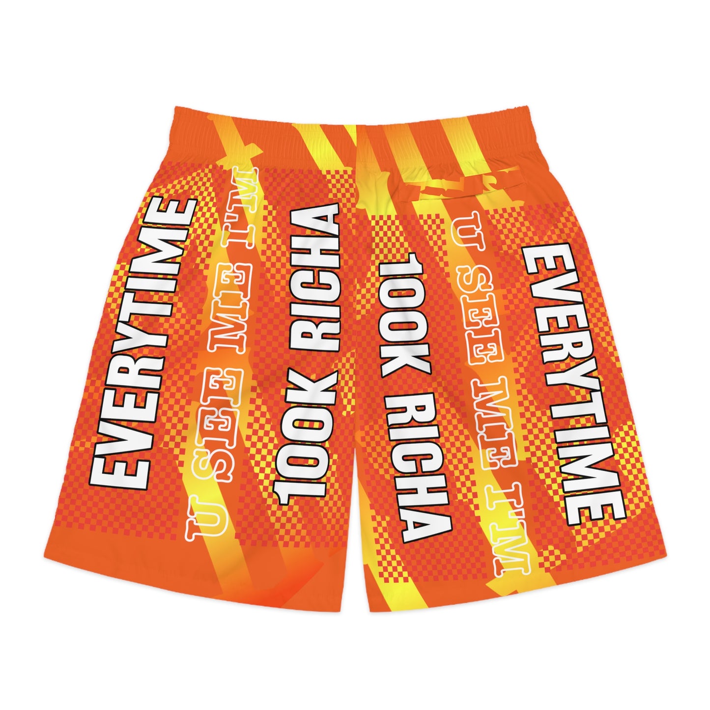 Orange Gator Drip Exclusive Supa-Heavy Excess-Stunna Hypa-Flex Limited Edition OG Rich Daddy “Everytime U See Me I’m 100k Richa" Men’s Jogguz Playuz Shorts