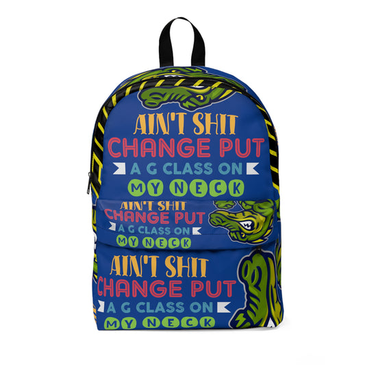 Blue Flawdawear Limited Edition OG Flawda Mane "Ain't Shit Change Put A G Class On My Neck" Classic Backpack