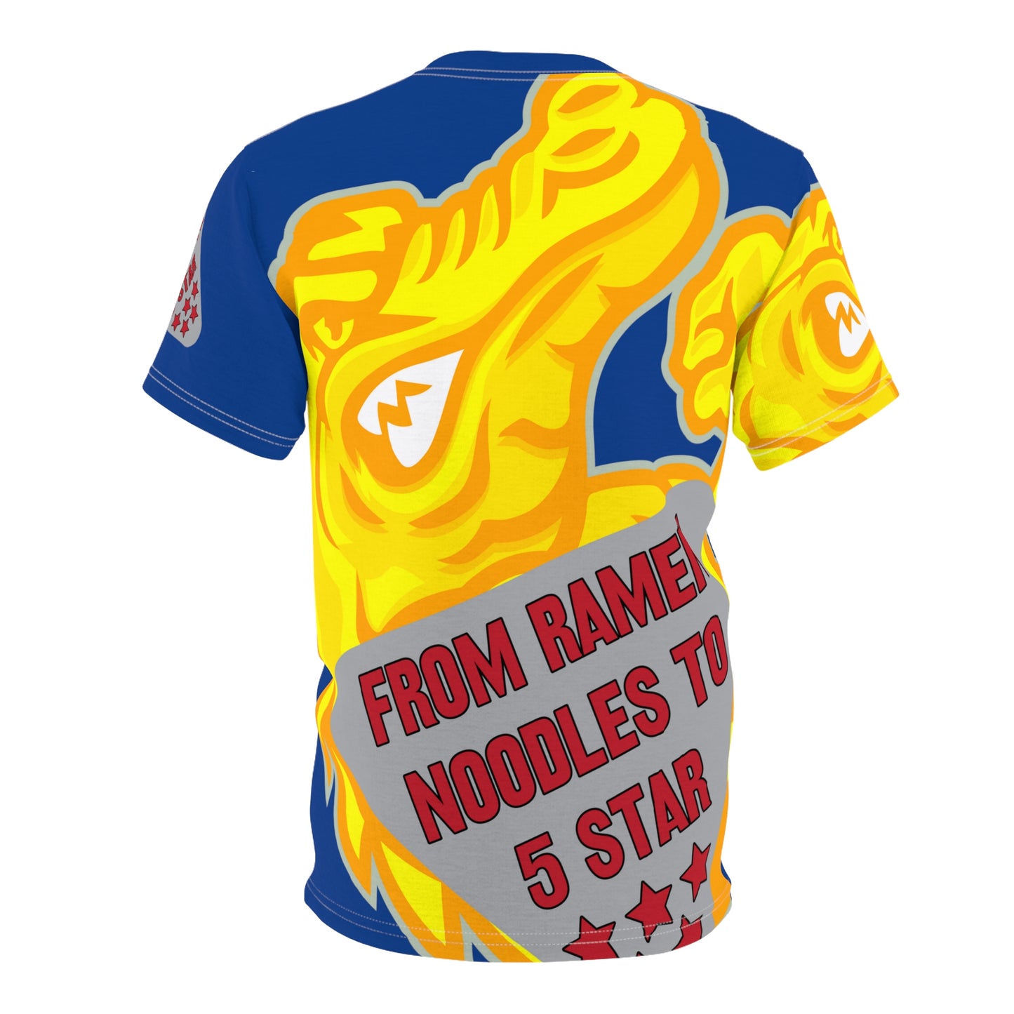 Yellow/Blue Flawdawear Limited Edition OG Flawda Mane “From Ramen Noodles To 5 Star” Unisex Cut & Sew Playuz Tee