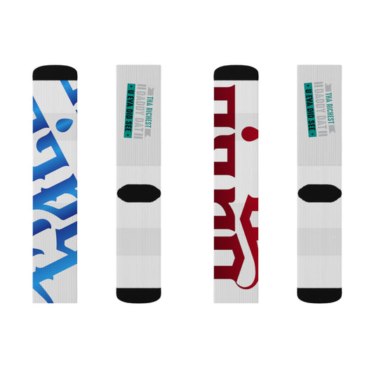 White Gator Drip Supa-Heavy Excess-Stunna Hypa-Flex Limited Edition OG Rich Daddy “Tha Richest Daddy Dat U Eva Did See” Medium Playuz Socks