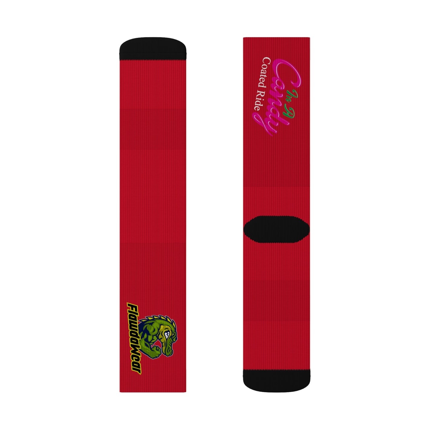 Dark Red Flawdawear Limited Edition OG Flawda Mane “In A Candy Coated Ride” Medium Playuz Socks