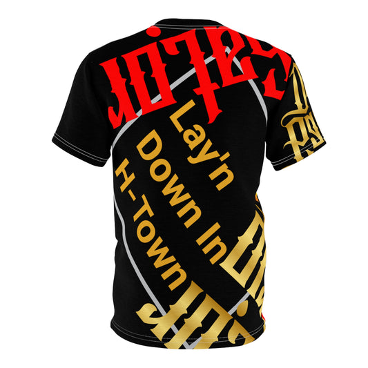 Black Gator Drip Exclusive Supa-Heavy Excess-Stunna Flex Alligator Playuz Limited Edition OG Multi-Logo Flawda Mane “Lay’n Down In H-Town” Unisex Cut & Sew Playuz Tee