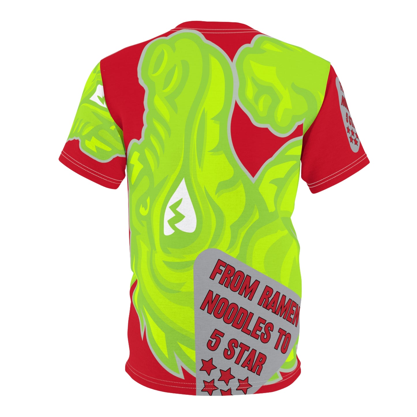 Red/Lime Flawdawear Limited Edition OG Flawda Mane “From Ramen Noodles To 5 Star” Unisex Cut & Sew Playuz Tee