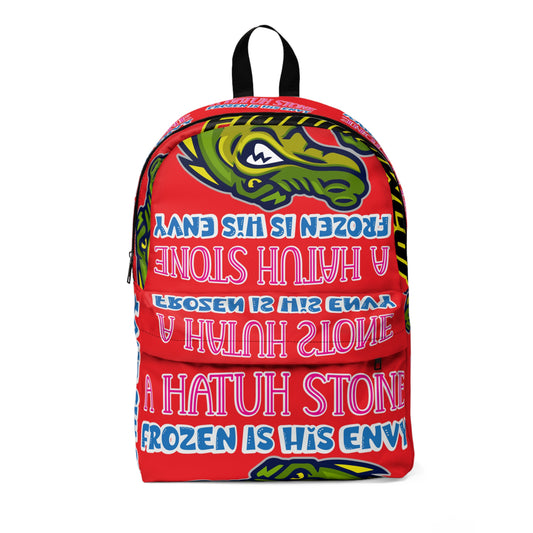 Red Flawdawear Limited Edition OG Rich Daddy "A Hatuh Stone Frozen In His Envy" Classic Backpack