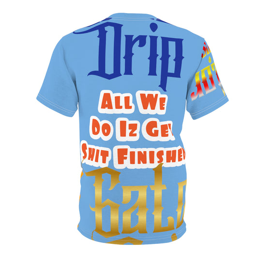 Light Blue Gator Drip Exclusive Supa-Heavy Excess-Stunna Flex Alligator Playuz Limited Edition OG Multi-Logo Alligator Papuh Playuz “All We Do Iz Get Shit Finished” Men’s Cut & Sew Playuz Tee