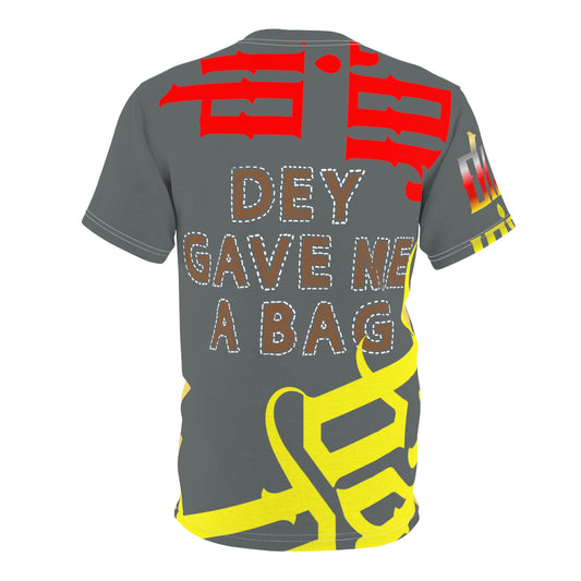 Dark Grey Gator Drip Exclusive Supa-Heavy Excess-Stunna Flex Alligator Playuz Limited Edition OG Multi-Logo Rich Daddy “Dey Gave Me A Bag" Unisex Cut & Sew Playuz Tee