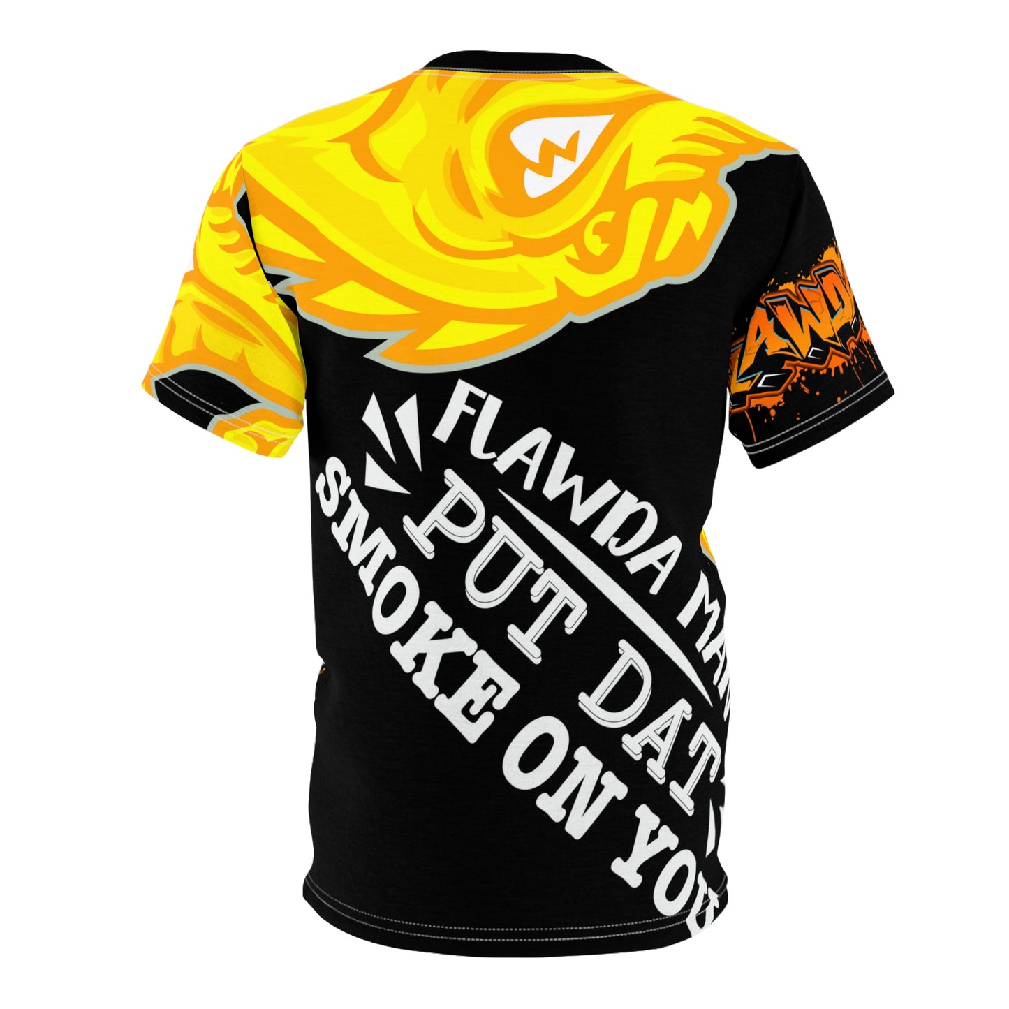 Black/Yellow Flawdawear Limited Edition OG Alligator Playuz “Flawda Mane Put Dat Smoke On You” Unisex Cut & Sew Playuz Tee