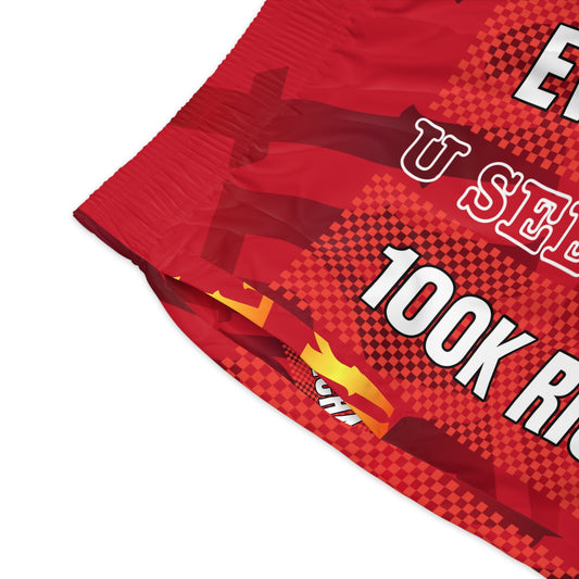 Red Gator Drip Exclusive Supa-Heavy Excess-Stunna Hypa-Flex Limited Edition OG Rich Daddy “Everytime U See Me I’m 100k Richa" Men’s Jogguz Playuz Shorts