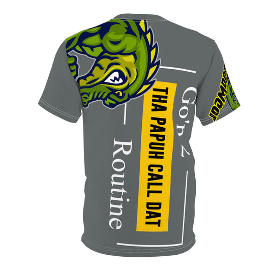 Dark Grey Flawdawear Limited Edition OG Rich Daddy “Go’n 2 Tha Papuh Call Dat Routine” Unisex Cut & Sew Playuz Tee