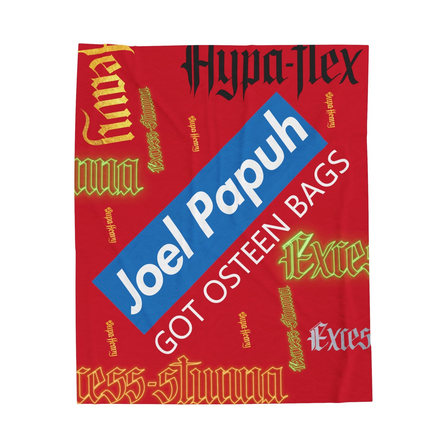 Red Gator Drip Exclusive Supa-Heavy Excess-Stunna Hypa-Flex Limited Edition OG Rich Daddy “Joel Papuh Got Osteen Bags” Velveteen Plush Playuz Blanket