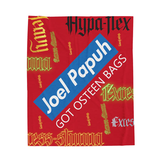 Red Gator Drip Exclusive Supa-Heavy Excess-Stunna Hypa-Flex Limited Edition OG Rich Daddy “Joel Papuh Got Osteen Bags” Velveteen Plush Playuz Blanket