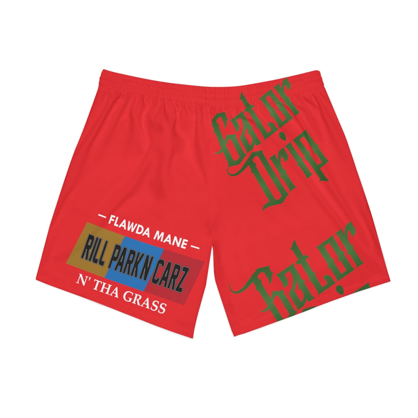 Red Gator Drip Exclusive Supa-Heavy Excess-Stunna Hypa-Flex Limited Edition OG Flawda Mane "Flawda Mane Rill Park'n Carz N' Tha Grass" Men's Elastic Beach Playuz Shorts