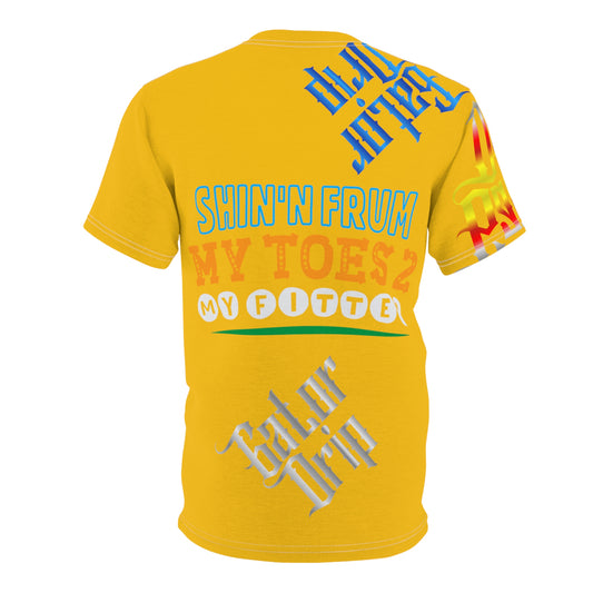 Yellow Gator Drip Exclusive Supa-Heavy Excess-Stunna Flex Alligator Playuz Limited Edition OG Multi-Logo Rich Daddy “Shin’n Frum My Toes 2 My Fitted" Unisex Cut & Sew Playuz Tee